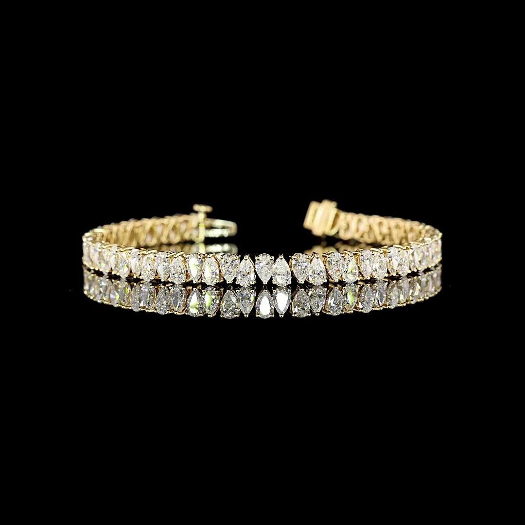 8.95 Cts 14k Yellow Gold Pear Shape Tennis Bracelet