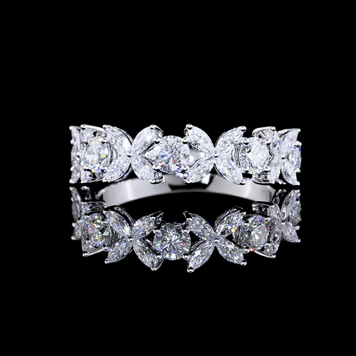 [EB14WHFMQ100PIN] 1.32 Cts 14k White Gold Marquise Shape Half Eternity Eternity Band