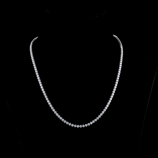 [NK14WTSRD650B] 6.53 Cts 14k White Gold Round Shape Tennis Necklace