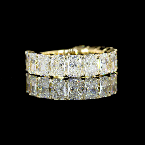 [EB14Y3/4RAD400PNS] 4.02 Cts 14k Yellow Gold Radiant Shape 3/4 Band Eternity Band