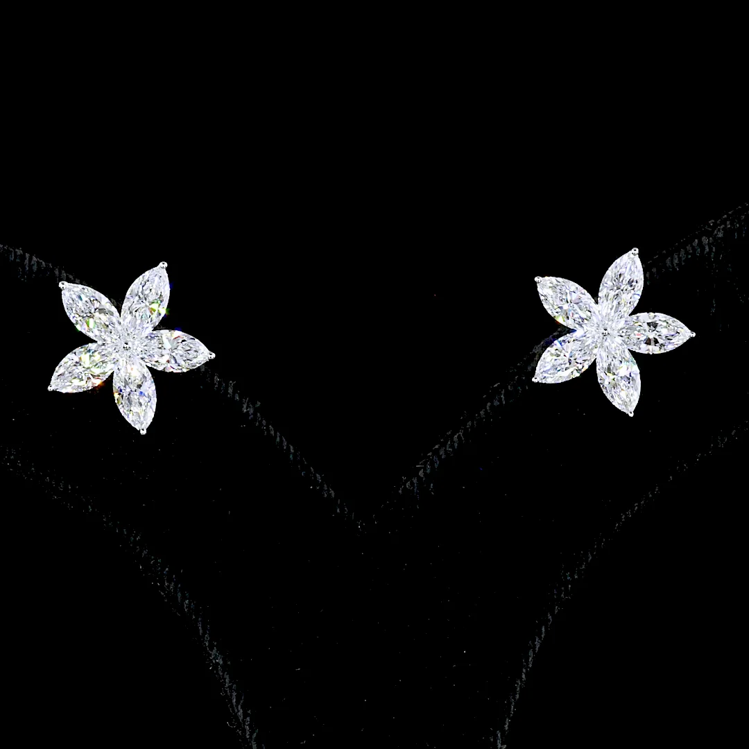 3.19 Cts 14k White Gold Marquise Shape Studs Earring