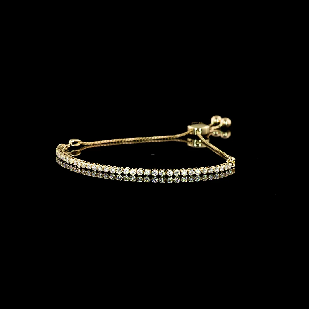0.72 Cts 14k Yellow Gold Round Shape Tennis Bracelet