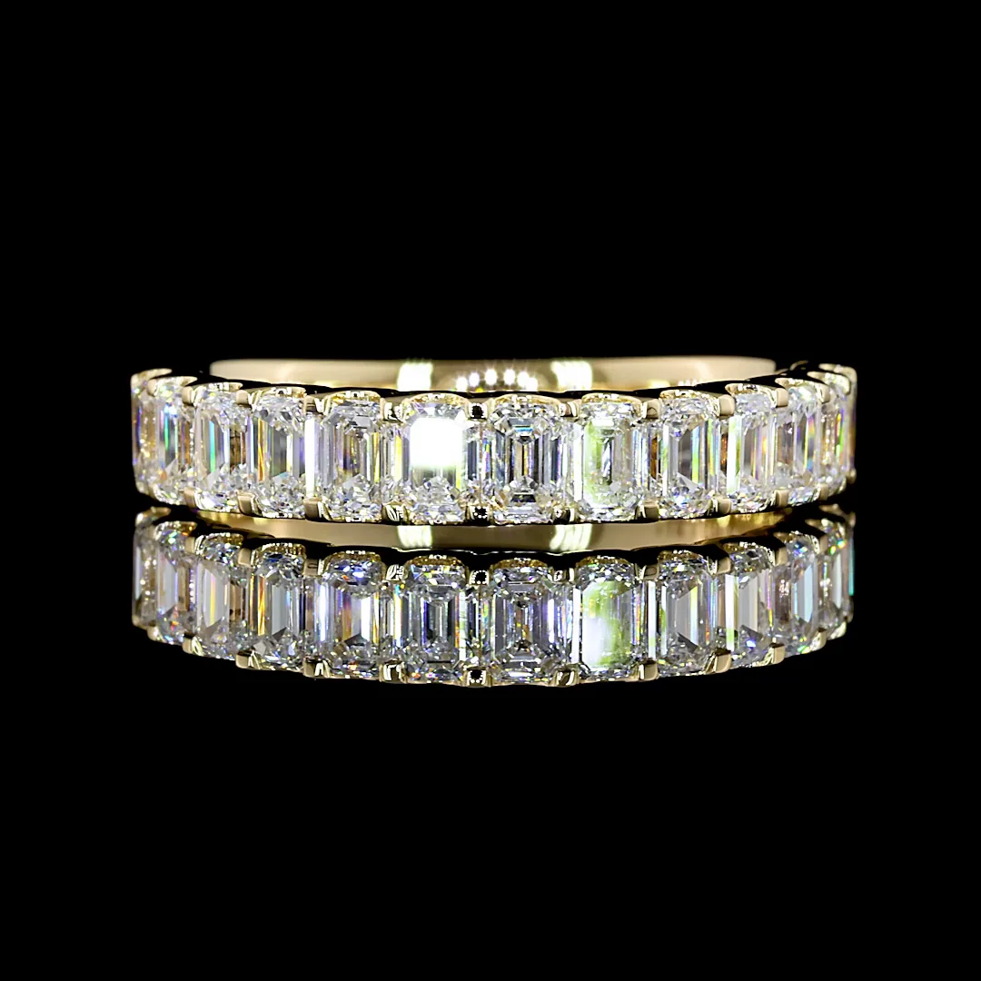1.27 Cts 14k Yellow Gold Emerald Shape Half Eternity Eternity Band