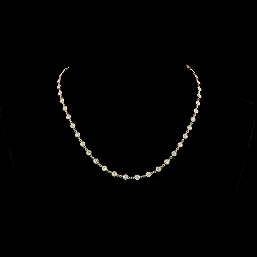 [NK14YSLTRD500B] 5 Cts 14k Yellow Gold Round Shape Station Line Tennis Necklace