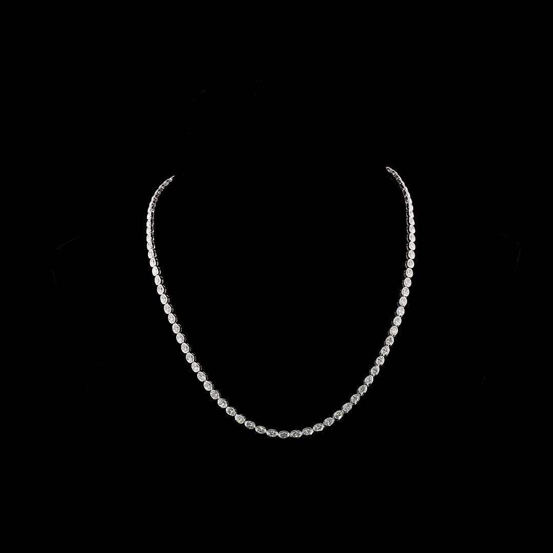 9.95 Cts 14k White Gold Oval Shape Tennis Necklace