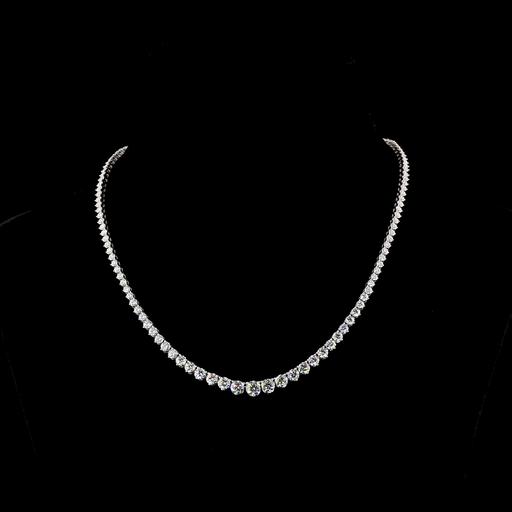 [NK14WRVRD1200P] 11.99 Cts 14k White Gold Round Shape Riviera Necklace