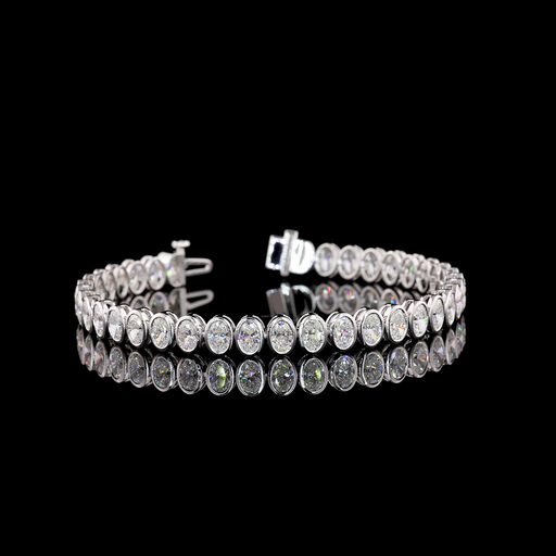 [BC14WTSOV1000BNS] 10.23 Cts 14k White Gold Oval Shape Tennis Bracelet