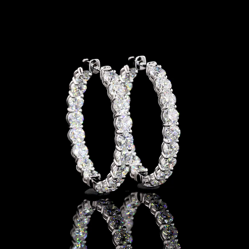 [ER18WHPRD750P] 7.56 Cts 18k White Gold Round Shape Hoops Earring