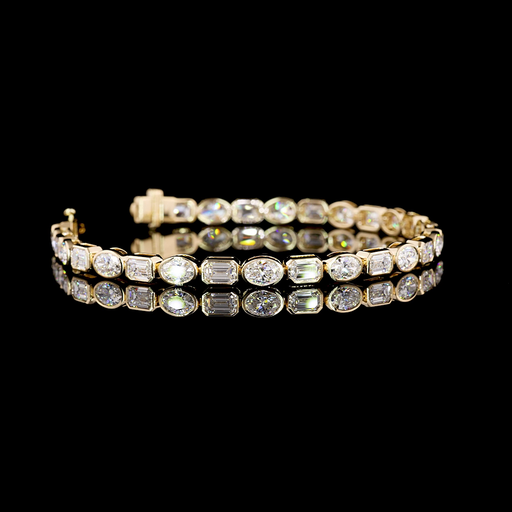 [BC18YTS850BEW] 8.51 Cts 18k Yellow Gold Mix Shape Tennis Bracelet