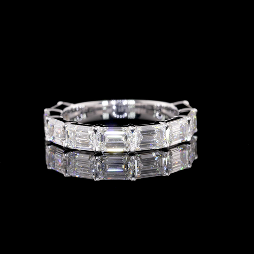 [EB14W45750EM275PEW] 2.89 Cts 14k White Gold Emerald Shape 3/4 Band Eternity Band