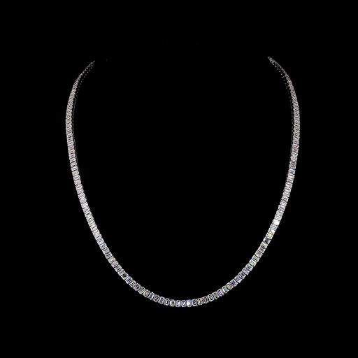 [NK14WTSEM1550PNS] 15.85 Cts 14k White Gold Emerald Shape Tennis Necklace