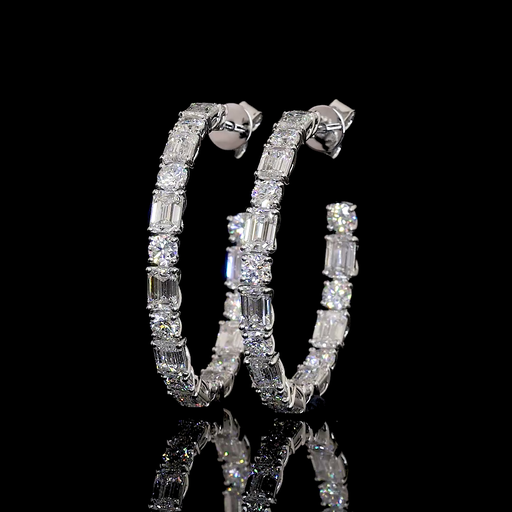 [ER14WCHP650PEW] 6.74 Cts 14k White Gold Mix Shape C Hoops Earring