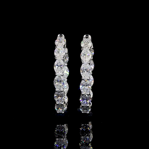 [ER14WHPOV650PEW] 6.44 Cts 14k White Gold Oval Shape Hoops Earring