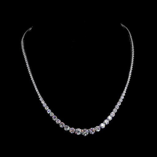 [NK14WRVRD1300P] 12.96 Cts 14k White Gold Round Shape Riviera Necklace