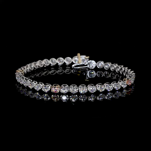 [BC14TTTSRDFP450UP] 4.46 Cts 14k Two Tone Round Shape Tennis Bracelet