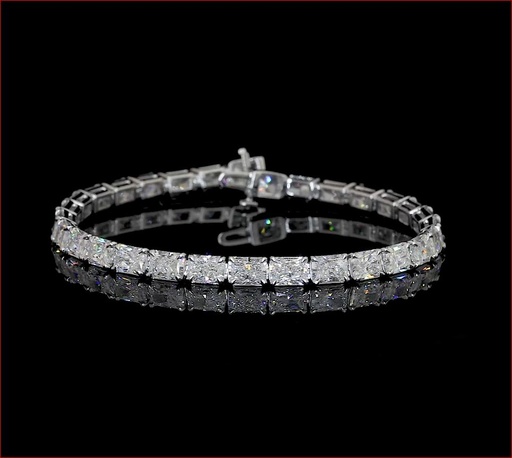 [BC14WTSRAD1050PEW] 10.79 Cts 14k White Gold Radiant Shape Tennis Bracelet