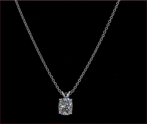 [PD14WSOMOCU150PEW] 1.53 Cts 14k White Gold Cushion Modified Shape Solitaire Pendant