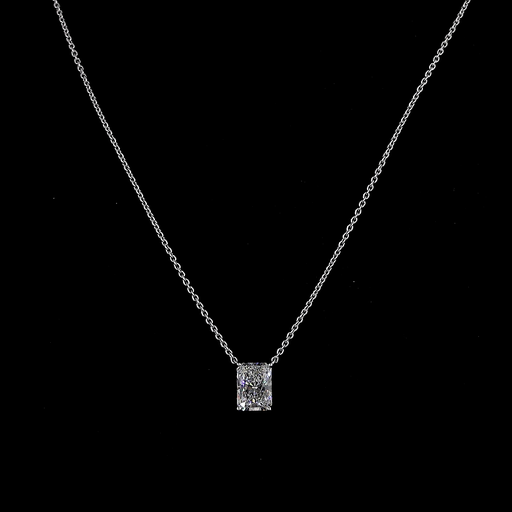 [PD14WSORAD200PEW] 1.97 Cts 14k White Gold Radiant Shape Solitaire Pendant