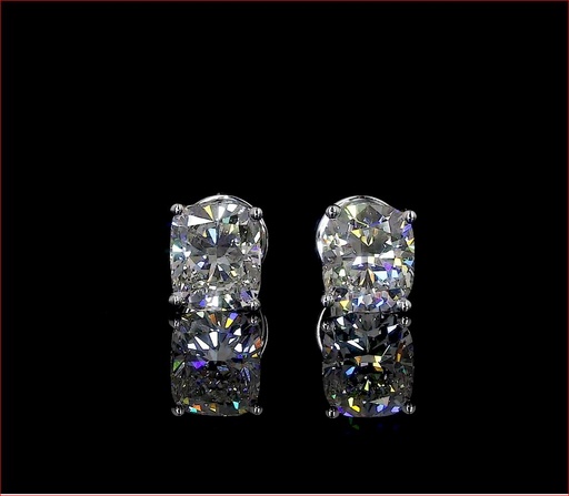 [ER14WSDMOCU600P] 6.01 Cts 14k White Gold Cushion Modified Shape Studs Earring