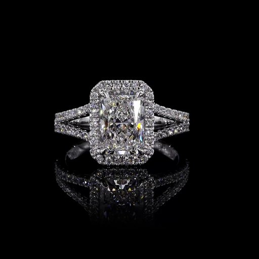 [RG14WSSRAD450PNS] 4.87 Cts 14k White Gold Radiant Shape Split Shank Ring