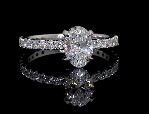 [RG14WHHOV800PNS] 8.11 Cts 14k White Gold Oval Shape Hidden Halo Ring