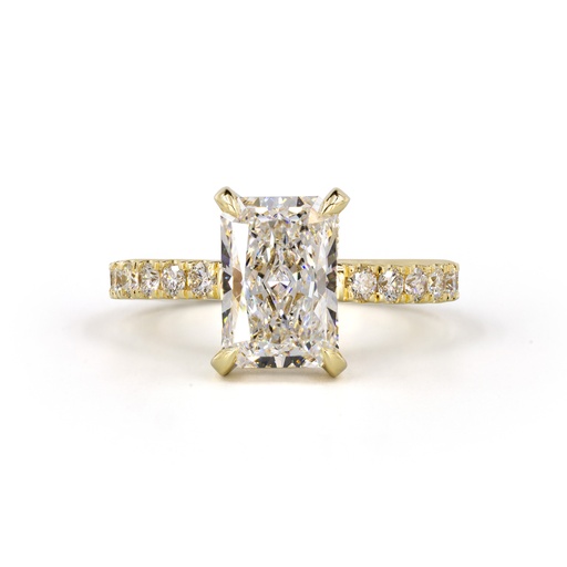 [RG14YHHRAD400PNS] 3.96 Cts 14k Yellow Gold Radiant Shape Hidden Halo Ring