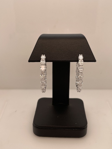 [ER14WHPOV350PEW] 3.53 Cts 14k White Gold Oval Shape Hoops Earring