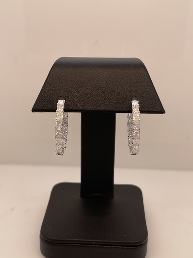[ER14WHPRAD550PEW] 5.56 Cts 14k White Gold Radiant Shape Hoops Earring