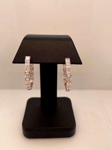[ER14RHPRAD750PEW] 7.84 Cts 14k Rose Gold Radiant Shape Hoops Earring