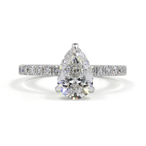 [RG14WHHPS275PNS] 2.87 Cts 14k White Gold Pear Shape Hidden Halo Ring