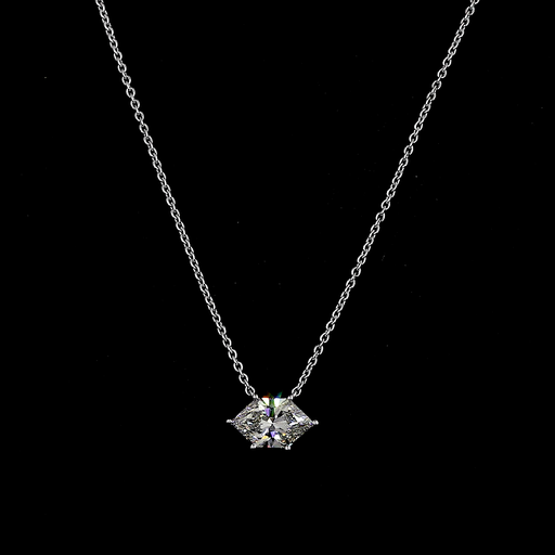 [PD14WSOANMQ150PNS] 1.57 Cts 14k White Gold Antique Marquise Shape Solitaire Pendant