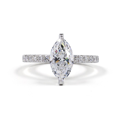 [RG14WHHMQ150PNS] 1.73 Cts 14k White Gold Marquise Shape Hidden Halo Ring