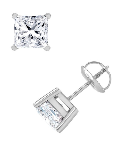 [ER18WSDPR200P] 2.11 Cts 18k White Gold Princess Shape Studs Earring