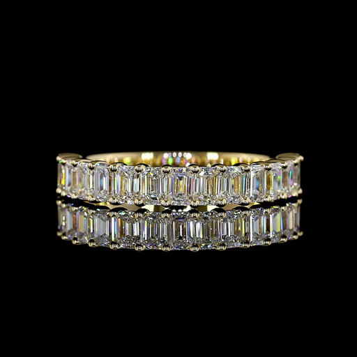 [EB14YHFEM100PNS] 1.44 Cts 14k Yellow Gold Emerald Shape Half Eternity Eternity Band