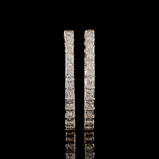[ER14RHPRAD950PNS] 9.9 Cts 14k Rose Gold Radiant Shape Hoops Earring