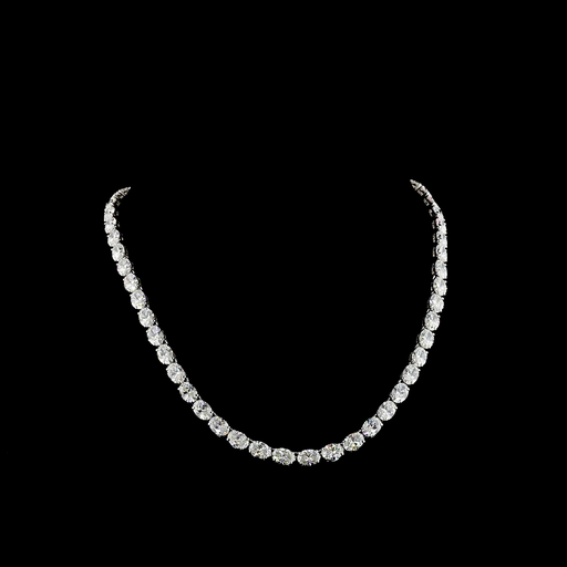 [NK14WTSOV1550PEW] 40.4 Cts 14k White Gold Oval Shape Tennis Necklace