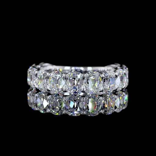 [EB14W3/4ANCU450PNS] 4.58 Cts 14k White Gold Antique Cushion Shape 3/4 Band Eternity Band