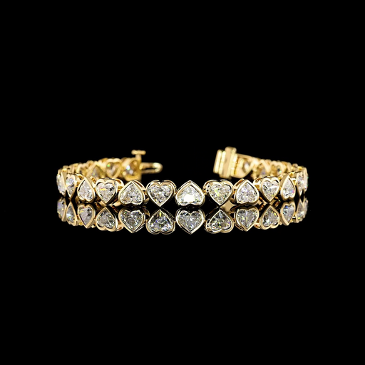 [BC18YTSHS1350BNS] 13.47 Cts 18k Yellow Gold Heart Shape Tennis Bracelet