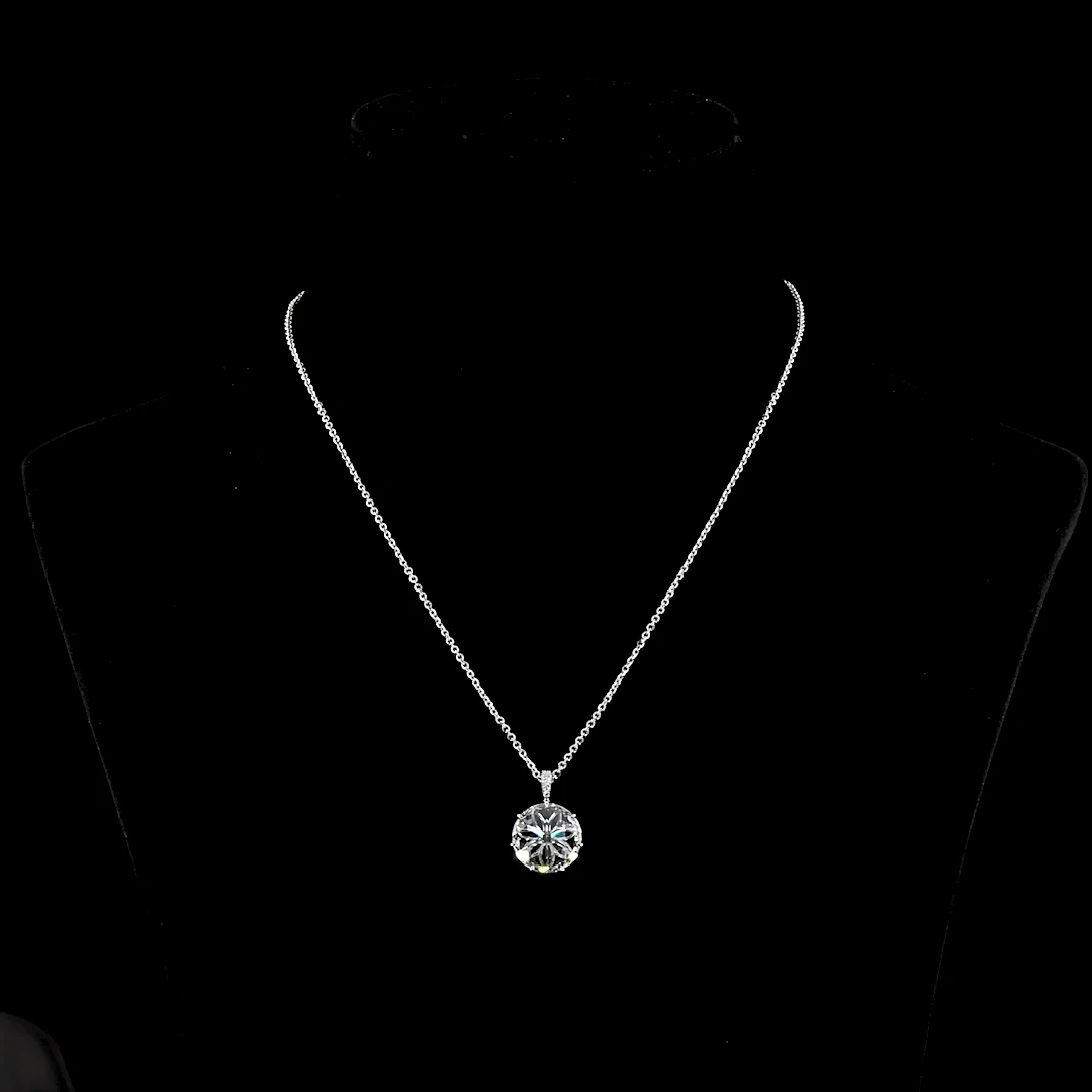 4.79 Cts 14k White Gold Rose Cut Shape Pendant Pendant