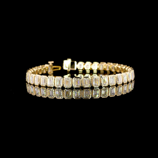 [BC14YTSEM1450BNS] 14.54 Cts 14k Yellow Gold Emerald Shape Tennis Bracelet