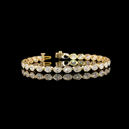[BC14YTSOV700BEW] 7.3 Cts 14k Yellow Gold Oval Shape Tennis Bracelet