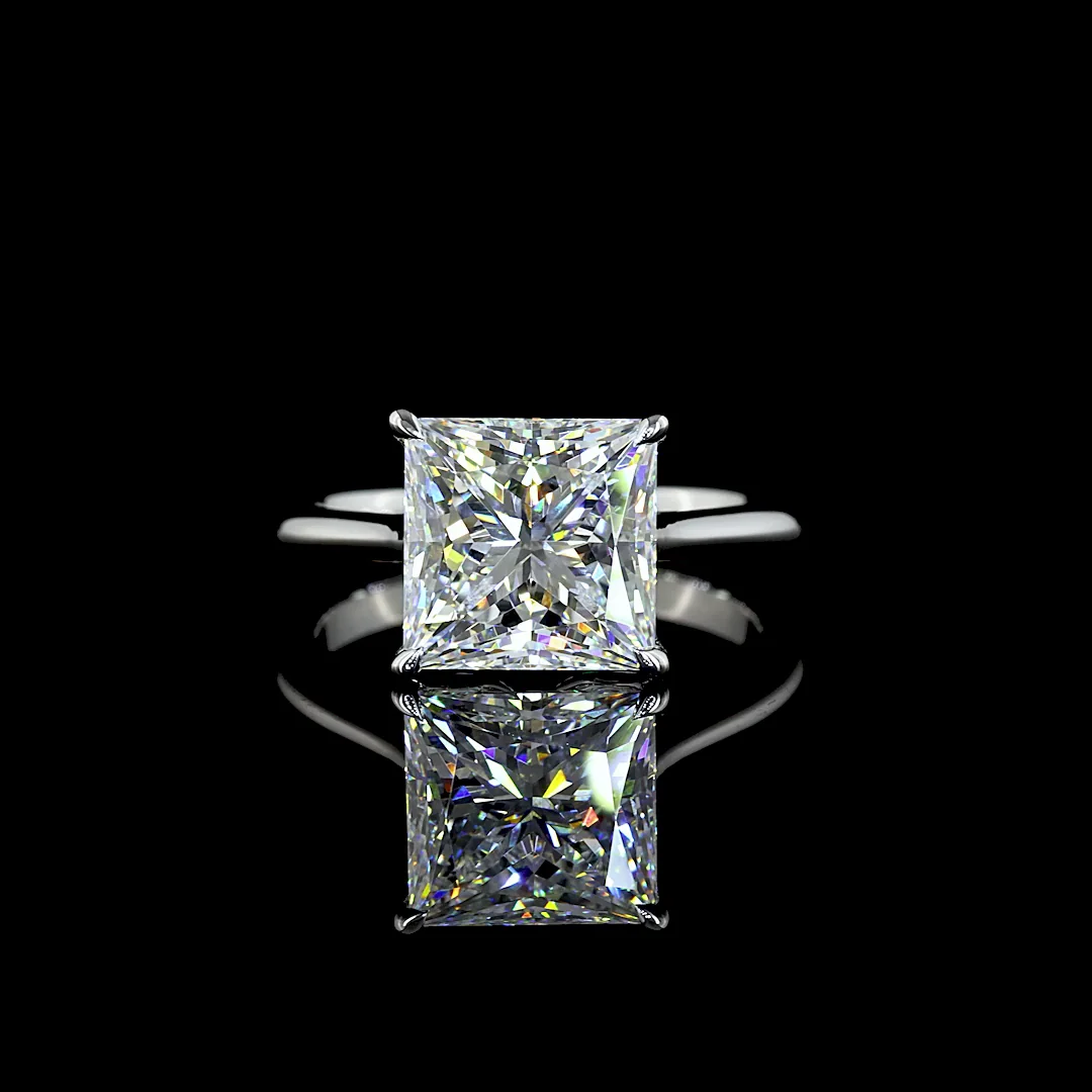 4.36 Cts Platinum Mix Shape Hidden Halo Ring