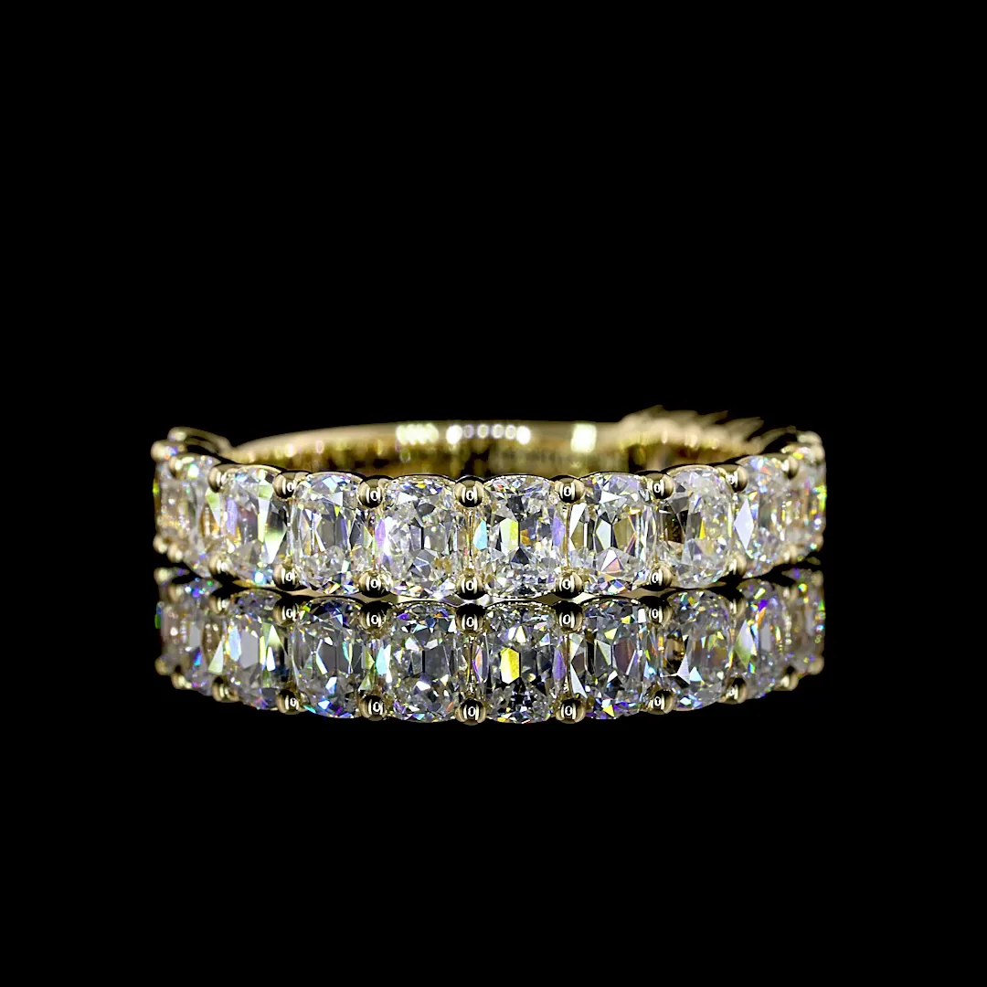 2.11 Cts 14k Yellow Gold Antique Cushion Shape 3/4 Band Eternity Band