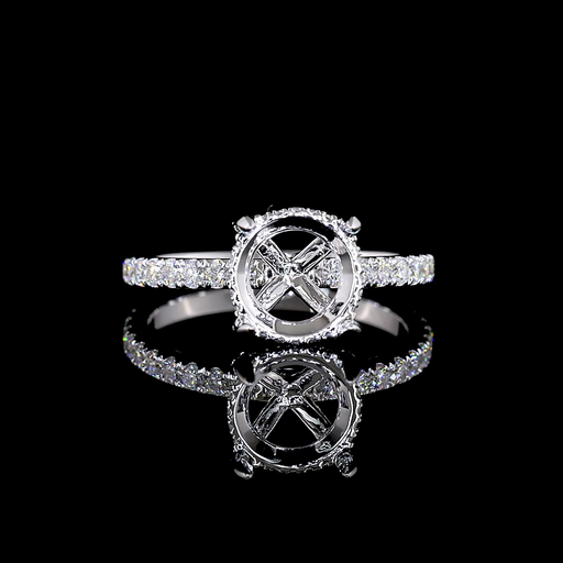 [RG14WSDS_50P] 3.09 Cts 14k White Gold Round Shape Solitaire Diamond Shank Ring