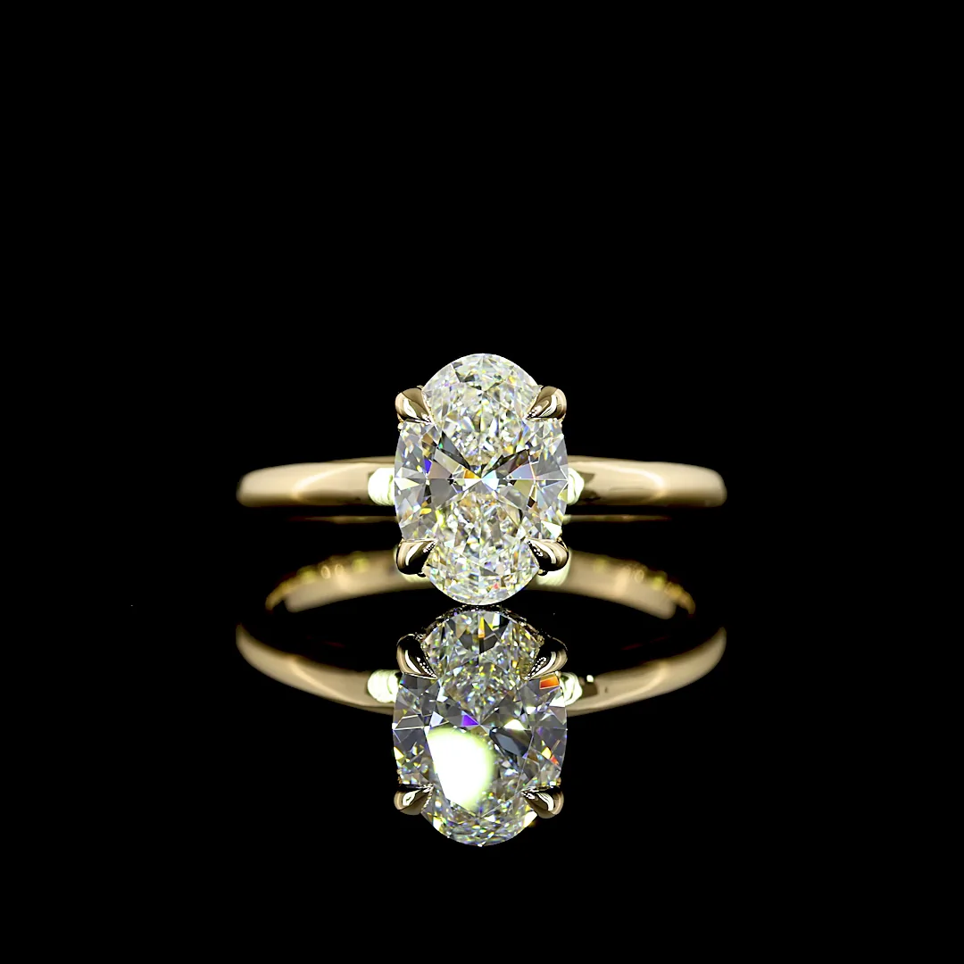 1.65 Cts 14k Yellow Gold Oval Shape Hidden Halo Ring