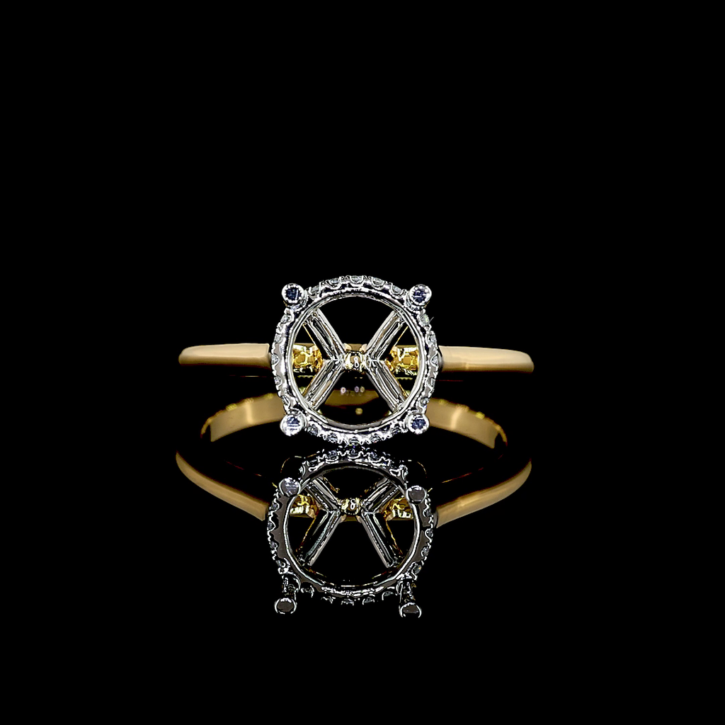 0.1 Cts 18k Yellow Gold - Platinum Shape Hidden Halo Ring