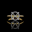 0.11 Cts 18k Yellow Gold - Platinum Round Shape Hidden Halo Ring