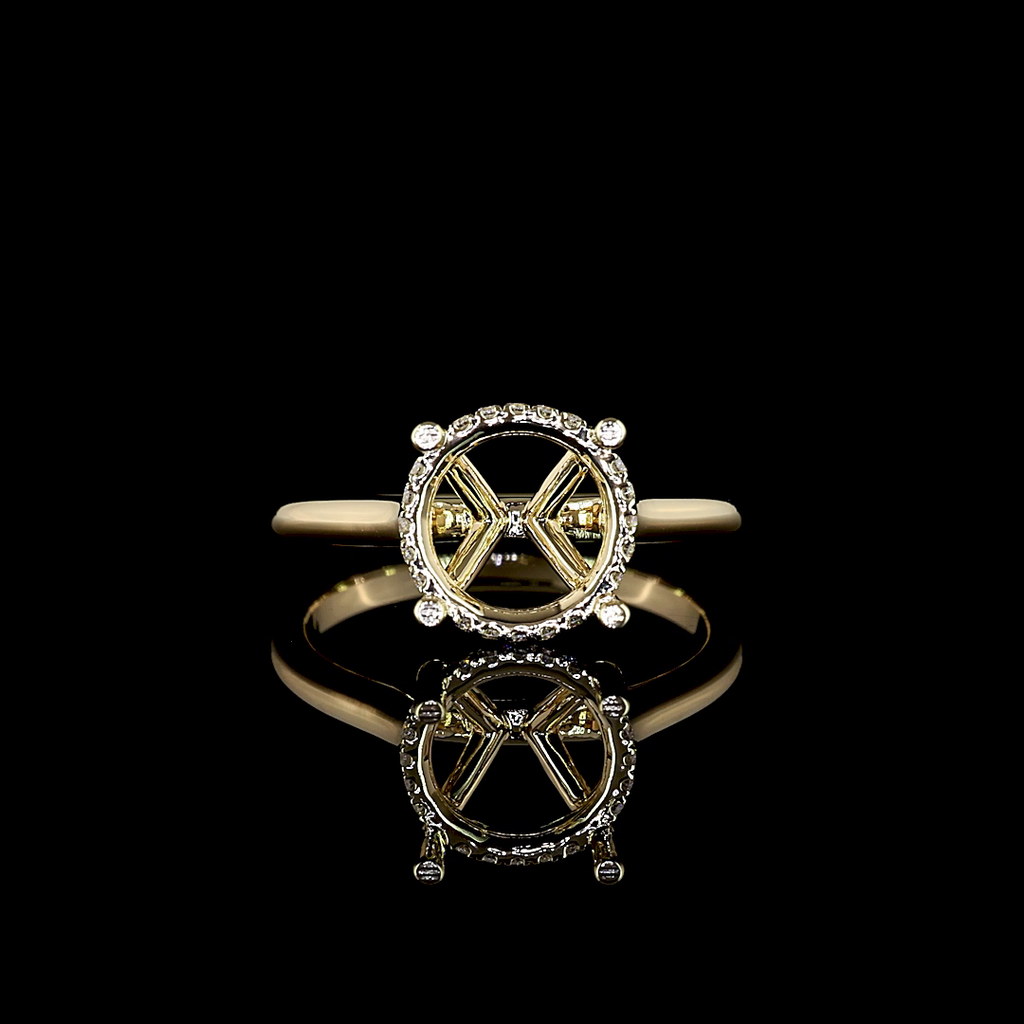 0.1 Cts 14k Yellow Gold Round Shape Hidden Halo Ring