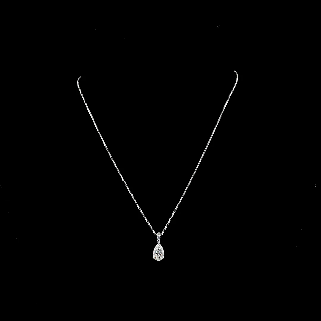 1.66 Cts 14k White Gold Pear Shape Pendant Pendant