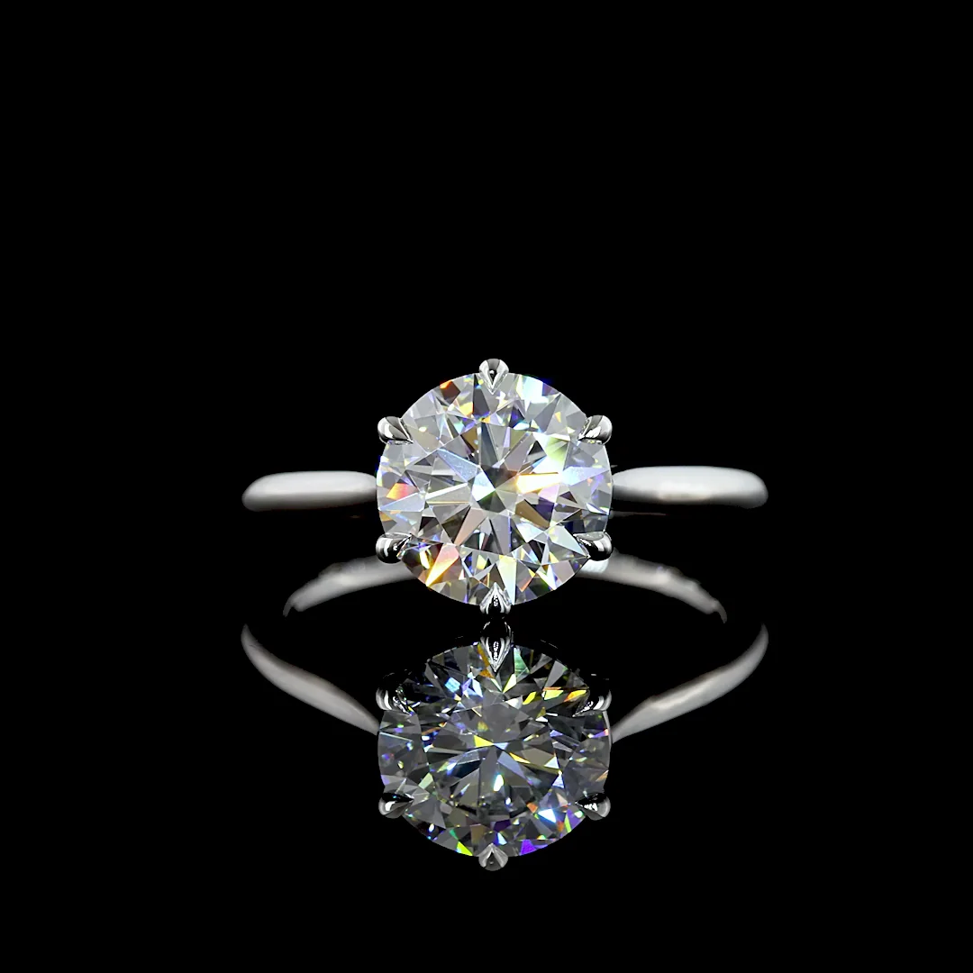 2.55 Cts Platinum Round Shape Solitaire Ring